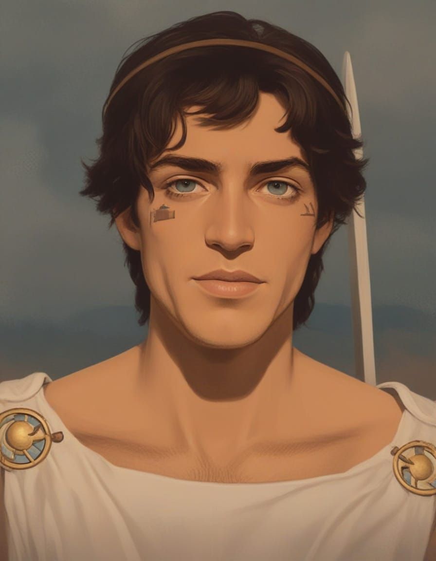 Ethereal Warrior in Ancient Greek Fantasy Realm