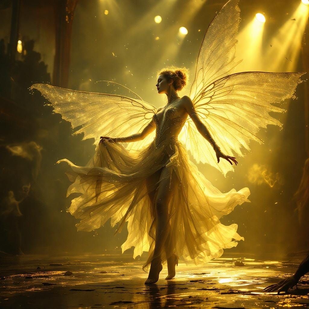 Ethereal Burlesque Dancer on Dilapidated Stage