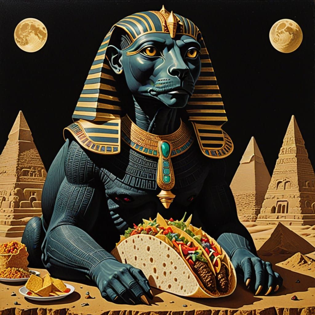 Ancient Sphinx in a Modern Taco Fiesta