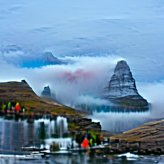 Foggy Kirkjufell Mountain in Iceland