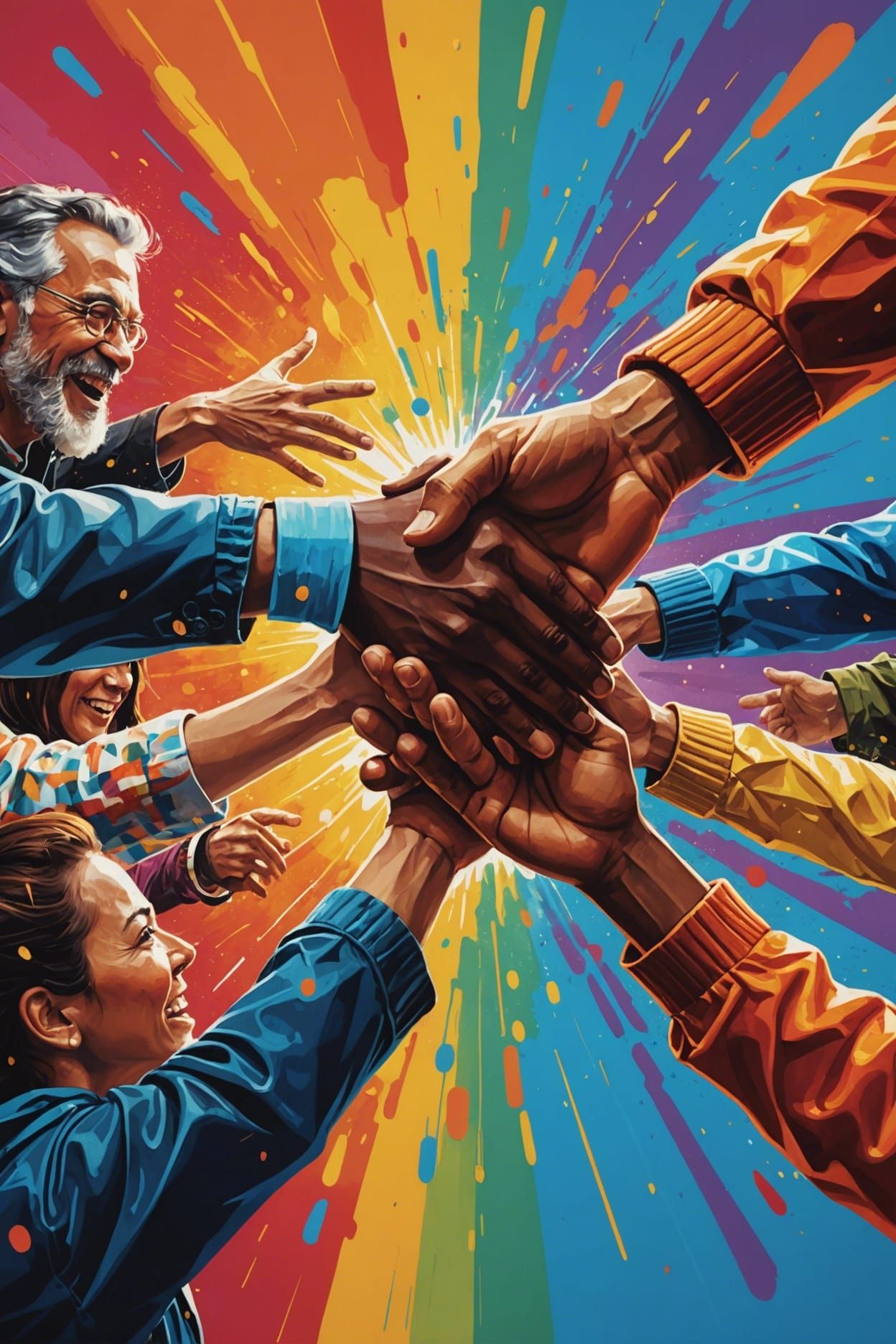 Hyperrealistic High Five in Splash Art Style