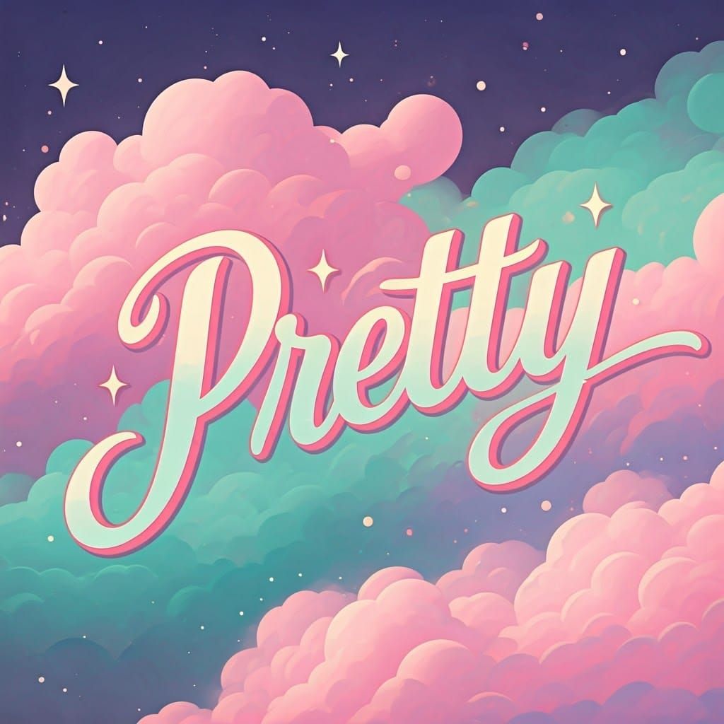 Whimsical Word Art in Dreamlike Celestial Expanse