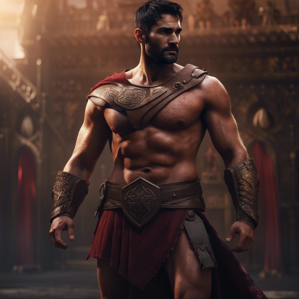 Shirtless Gladiator Concept Art in Detailed Digital Painting