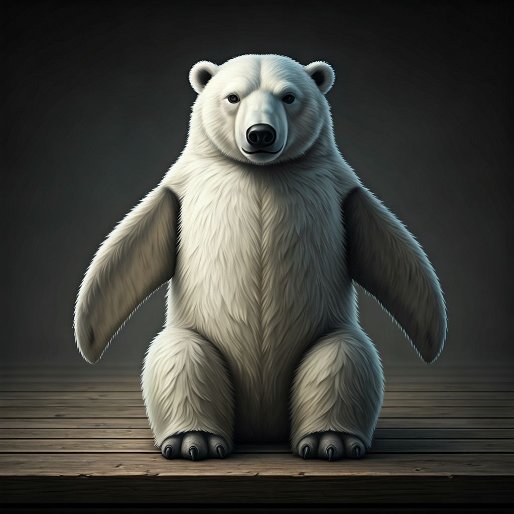 Penguins in Polar Bear Costumes: Hyperdetailed Charcoal Draw...