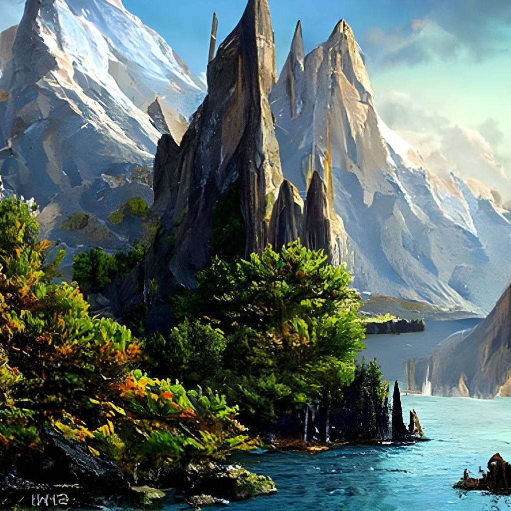 Mountain Lake: A Matte Oil Painting in 16k