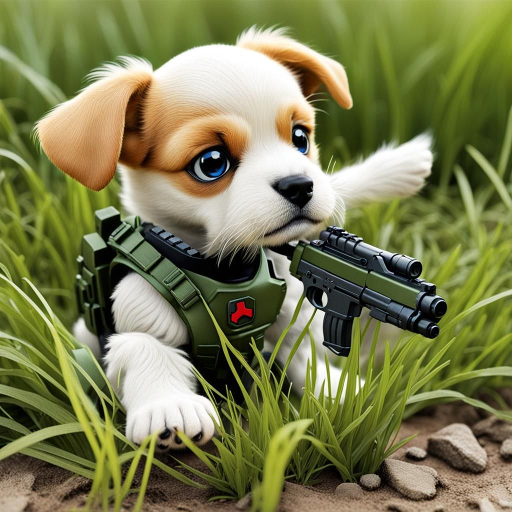 Puppy Sniffs GI Joe: Pixar-Style Toon Image