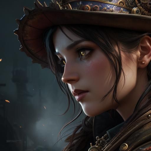 Detailed Steampunk Engine Portrait in Hyperrealistic Style