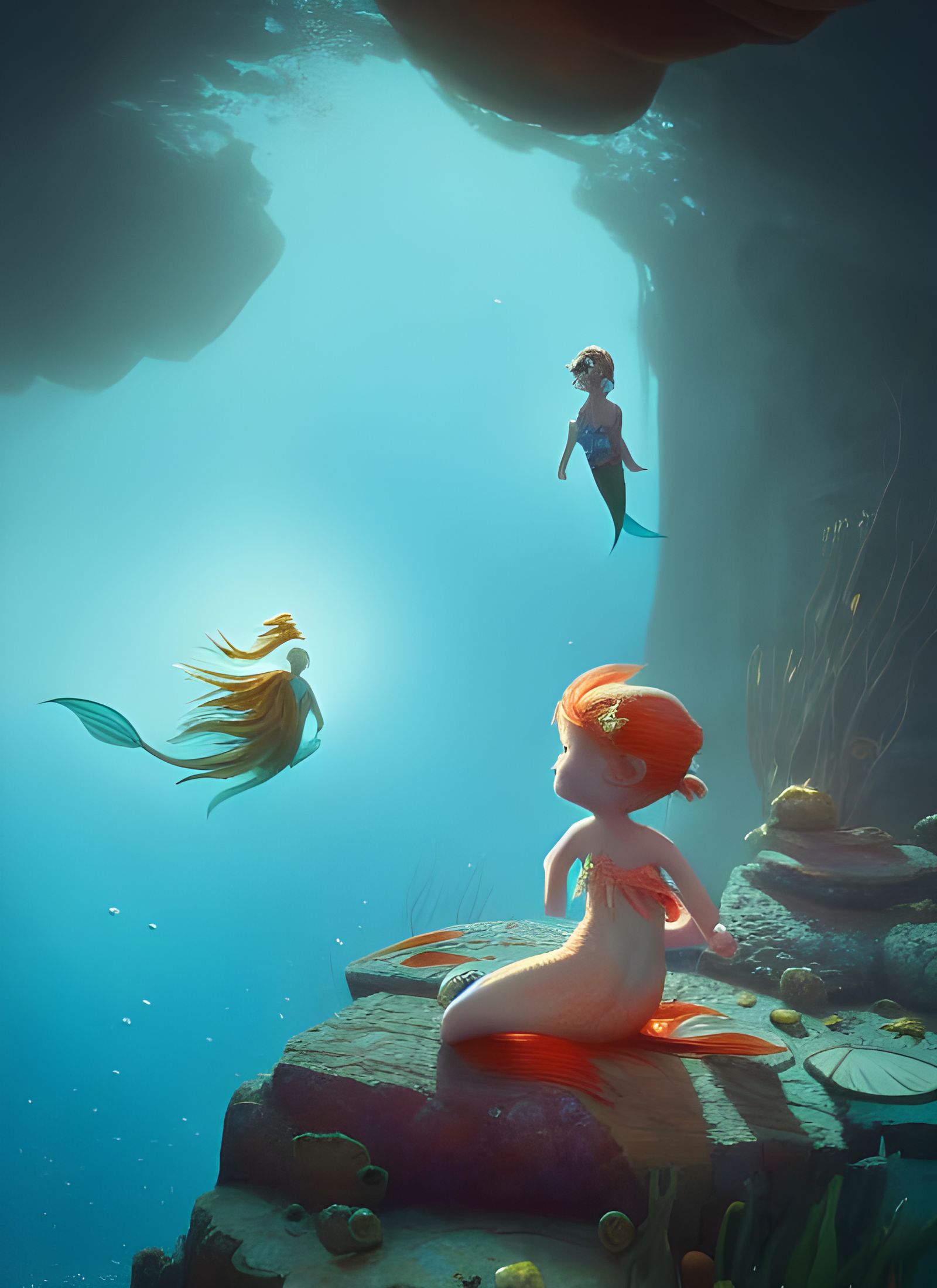 Magical Mermaid Adventure: Hyperrealistic Cel-Shaded Illustr...
