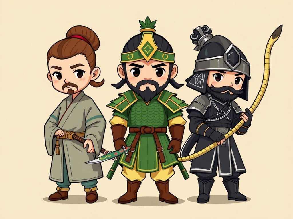 Three Kingdoms Characters in Chibi Style