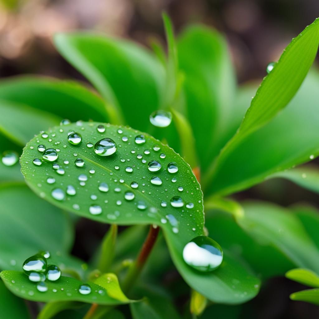 Plant with Water Droplets