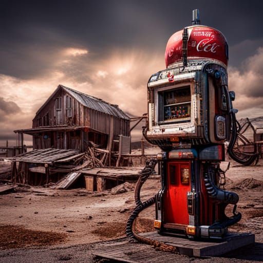Soda Machine In An Abandoned Post-Apocalyptic Small Town