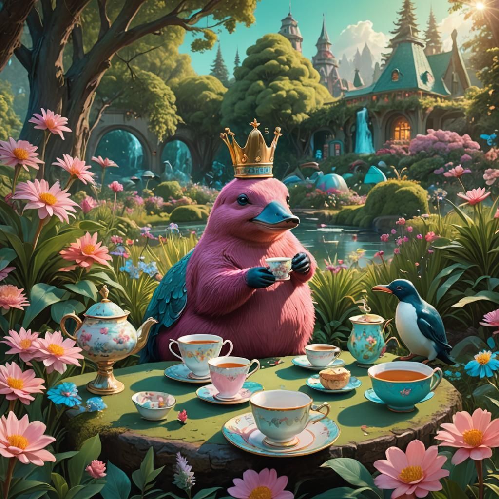 Pink Platypus Hosts Tea Party in Lush Garden