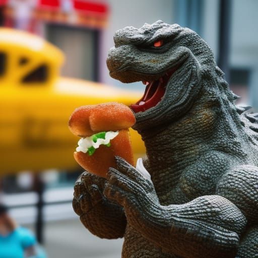 Godzilla with a Giant Corndog
