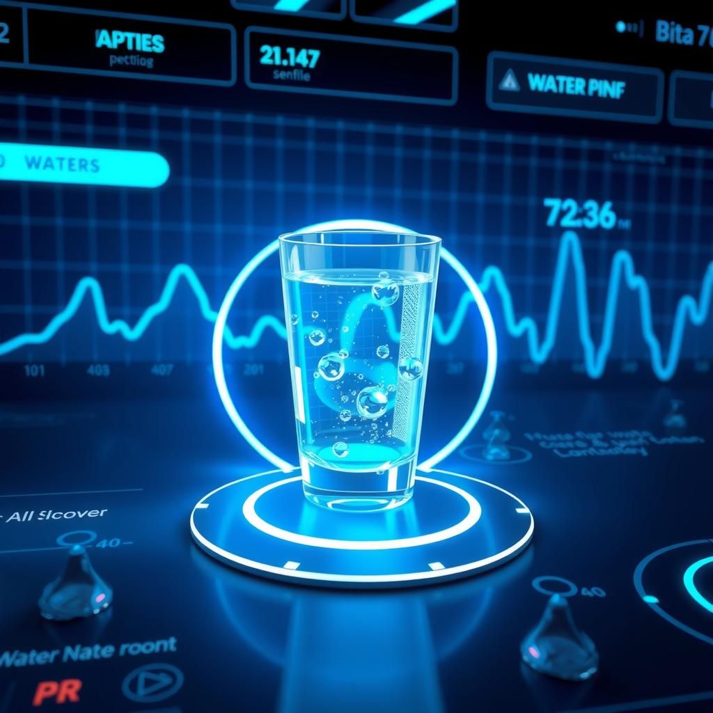 Futuristic 3D Dashboard with Water Glass Icon