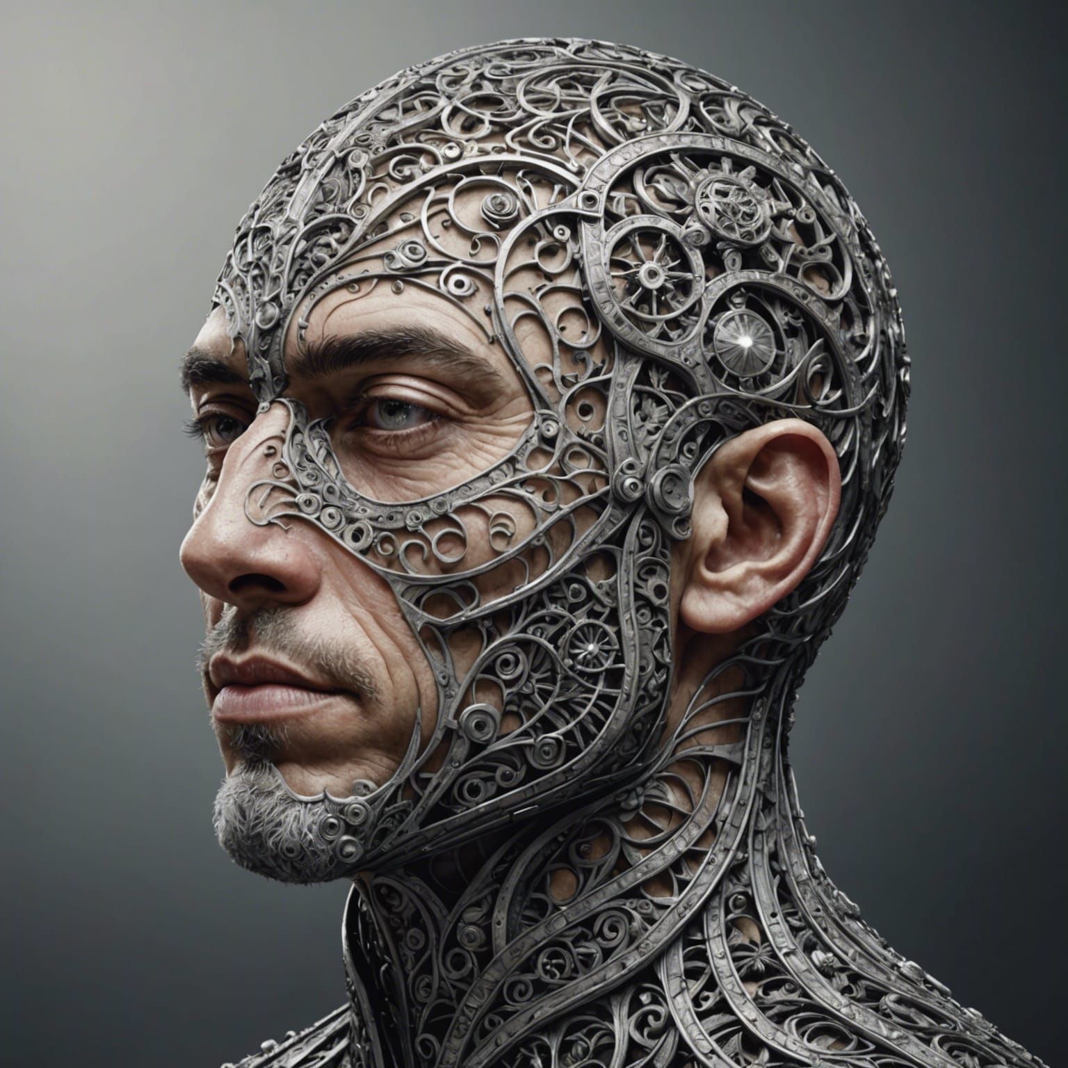 man with steel cladding