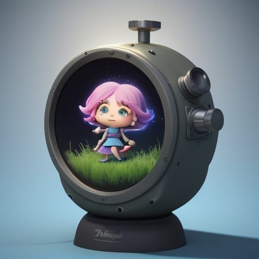 A chibi beatoven sitting in a cupcake The scene is rendered ...