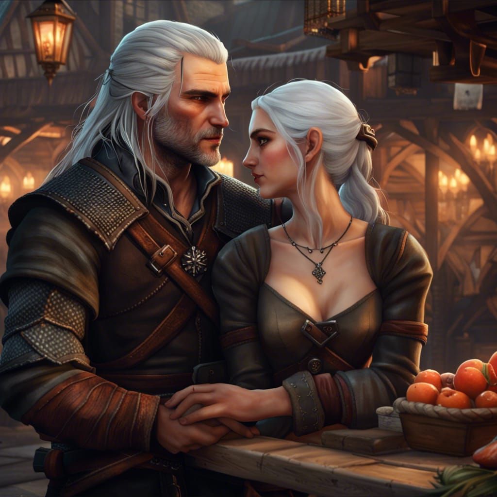 Yennefer and Geralt in Love on Medieval Market