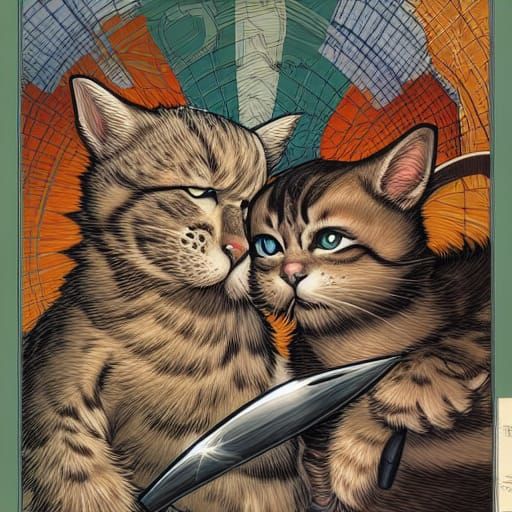 Cats Wage Modern War: Comic Book Art