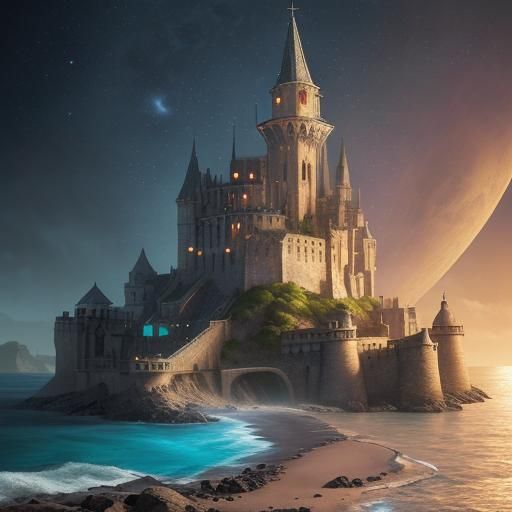 Hyperrealistic Medieval City on the Moon