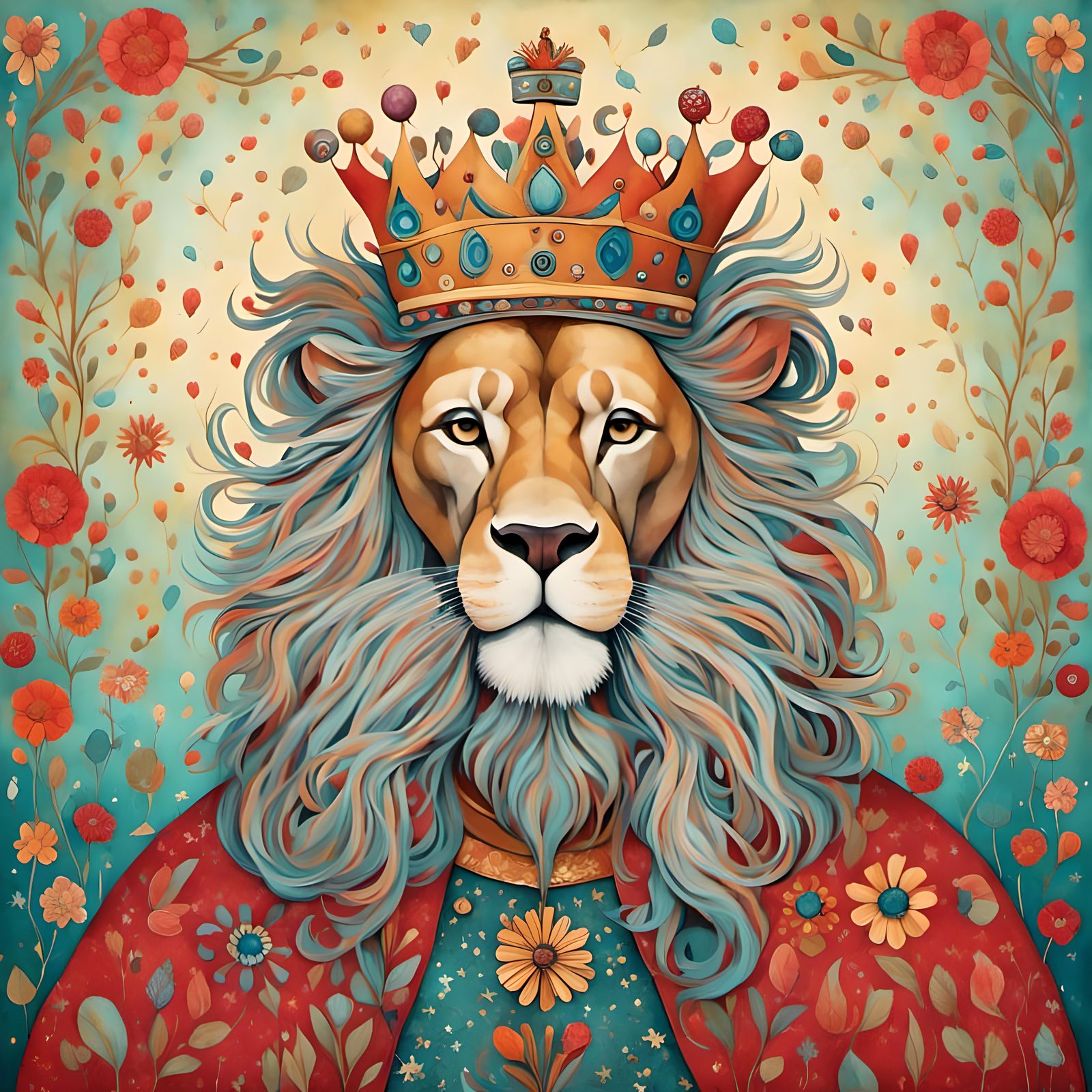 Whimsical Portrait of a King in Illustrative Style
