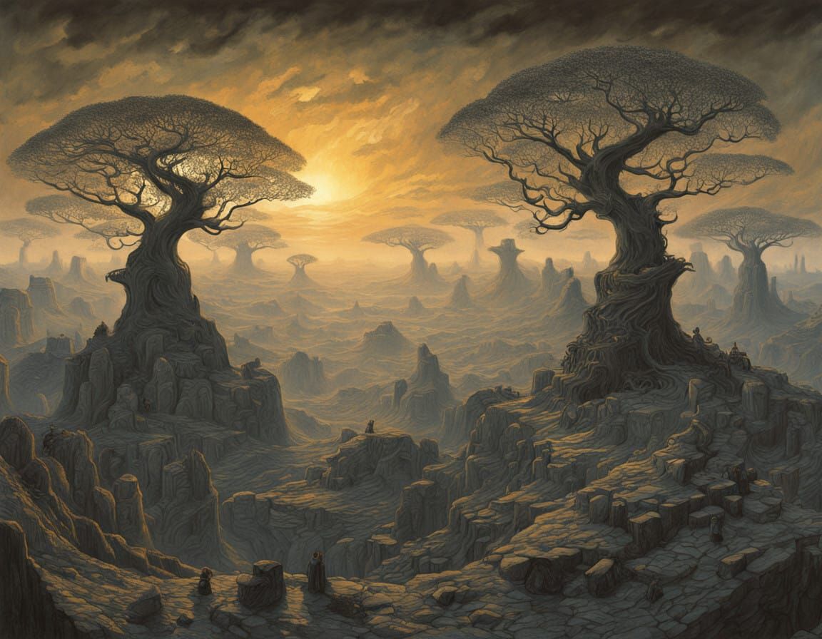 Ethereal Surreal Landscape in Cyberpunk Style