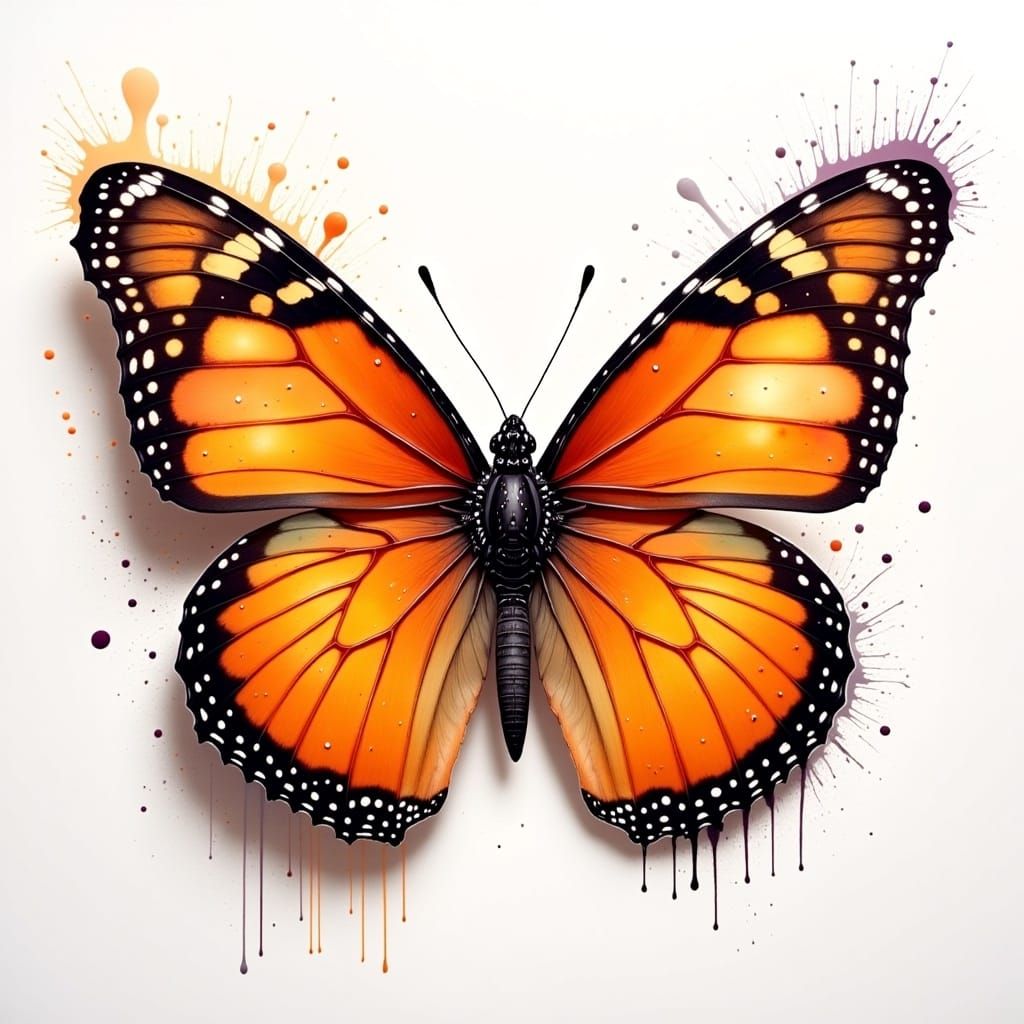 Orange and Brown Butterfly with Ink Archive Effects
