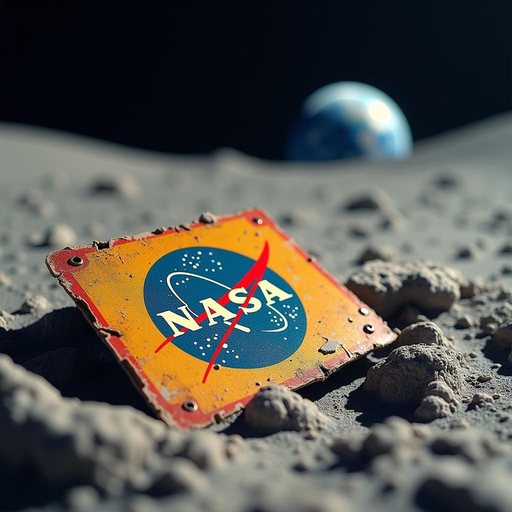 Vintage NASA Patch on the Moon in Retro-Futuristic Style
