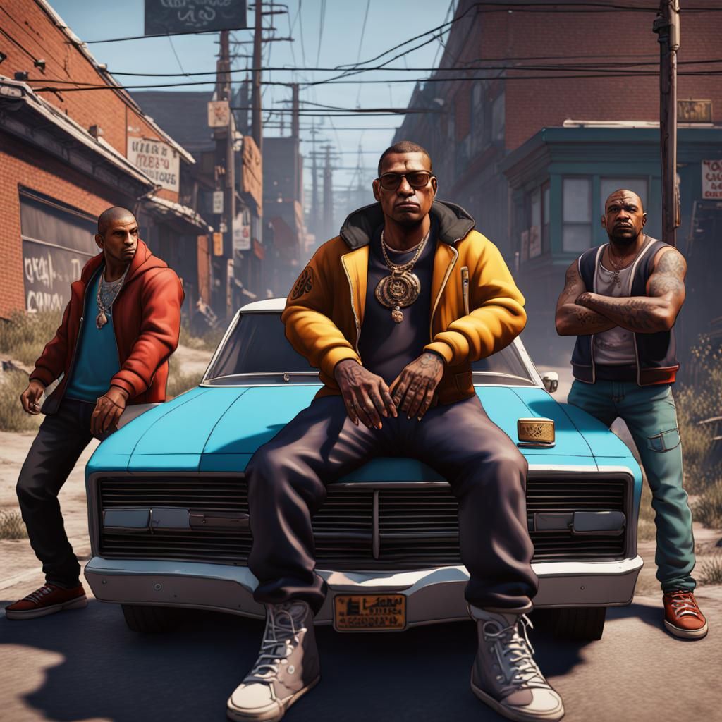 Anishinaabe Street Gang in GTA: Detailed Digital Painting