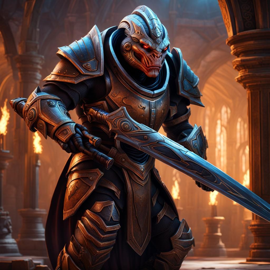 Warforged Krogan with Rapier and Magic