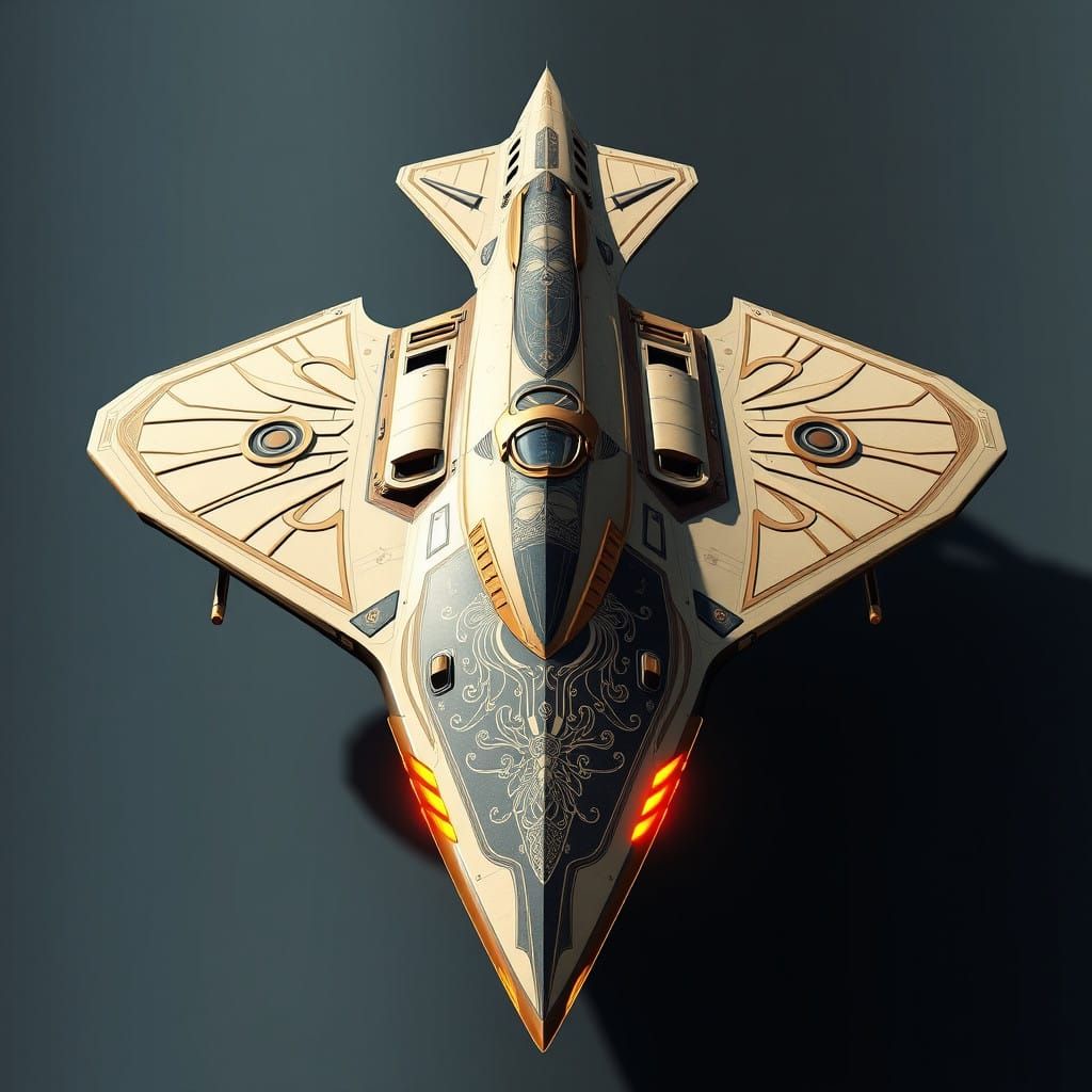Ancient Futuristic Cyberpunk Spacecraft in Hyper-Realistic D...