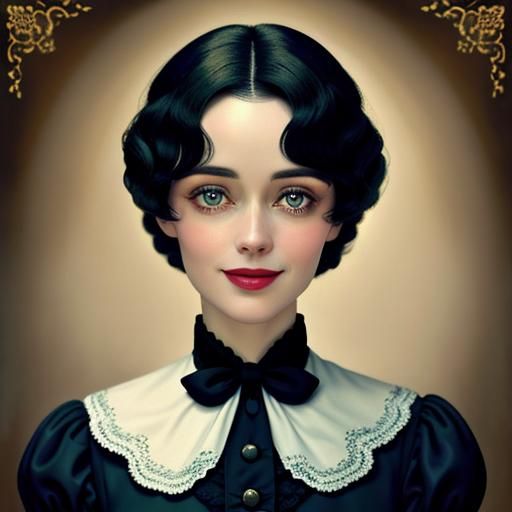 Miss Peregrine Close-Up in Oil Painting Style