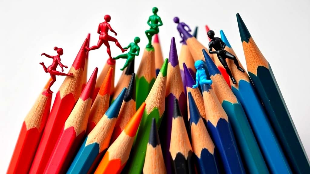 Sculpted Pencil Tips in Motion - Macro Art