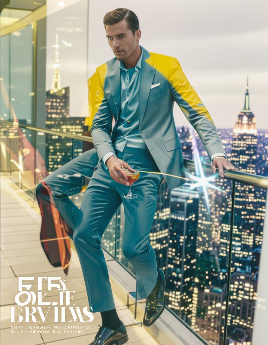 Manhattan Rooftop Night Scene with Empire State Building