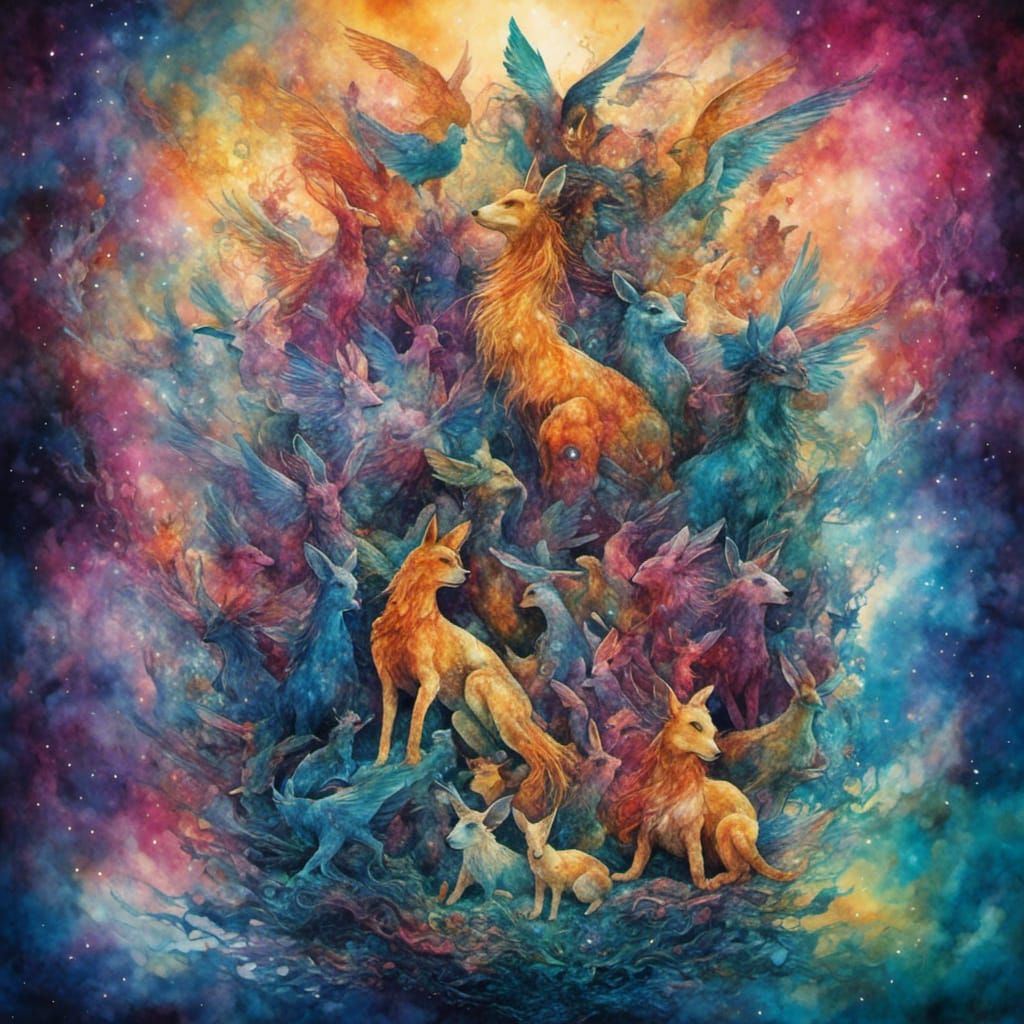 Nebulae Family Portrait in Vibrant Colors