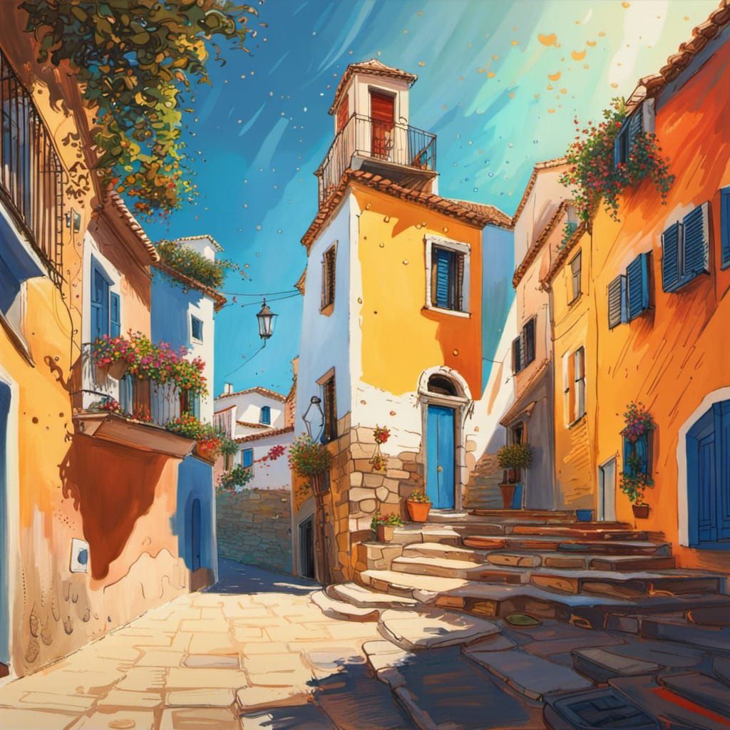 Hyperrealistic Cadaques in Splash Art Style