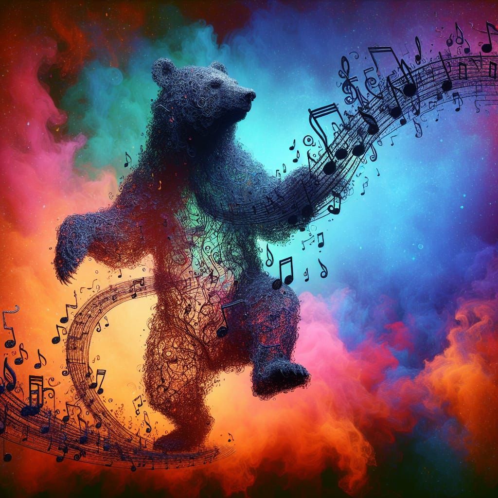 Musical Note Bear Dance: A Matte Painting