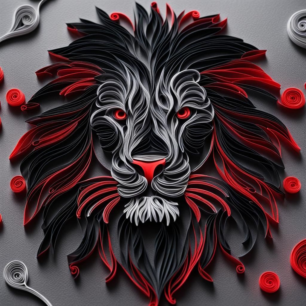 Gothic Quilled Lion in Hyperrealistic HDR