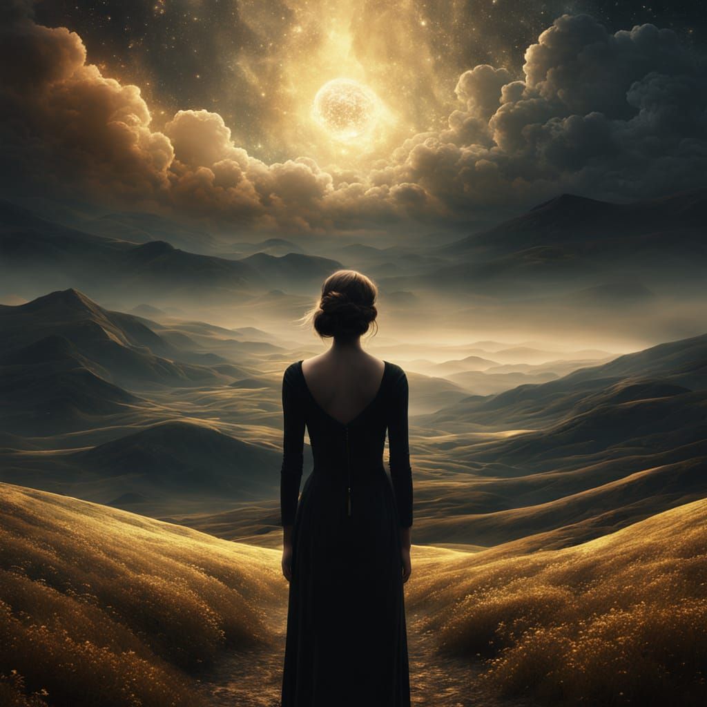 Surreal Timeless Landscape with Ethereal Glow