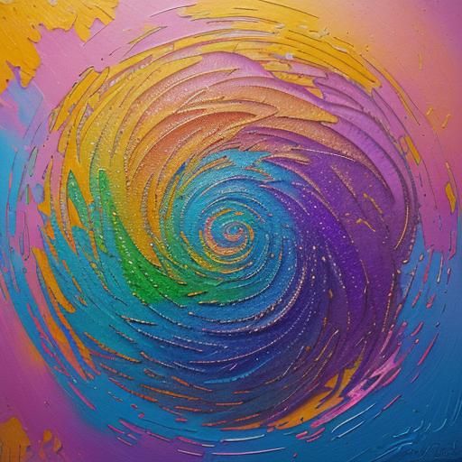 Rainbow Illuminated Scroll in Neo-Impressionist Style