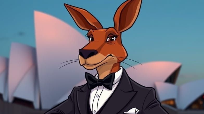 Glamorous Kangaroo in Formal Attire