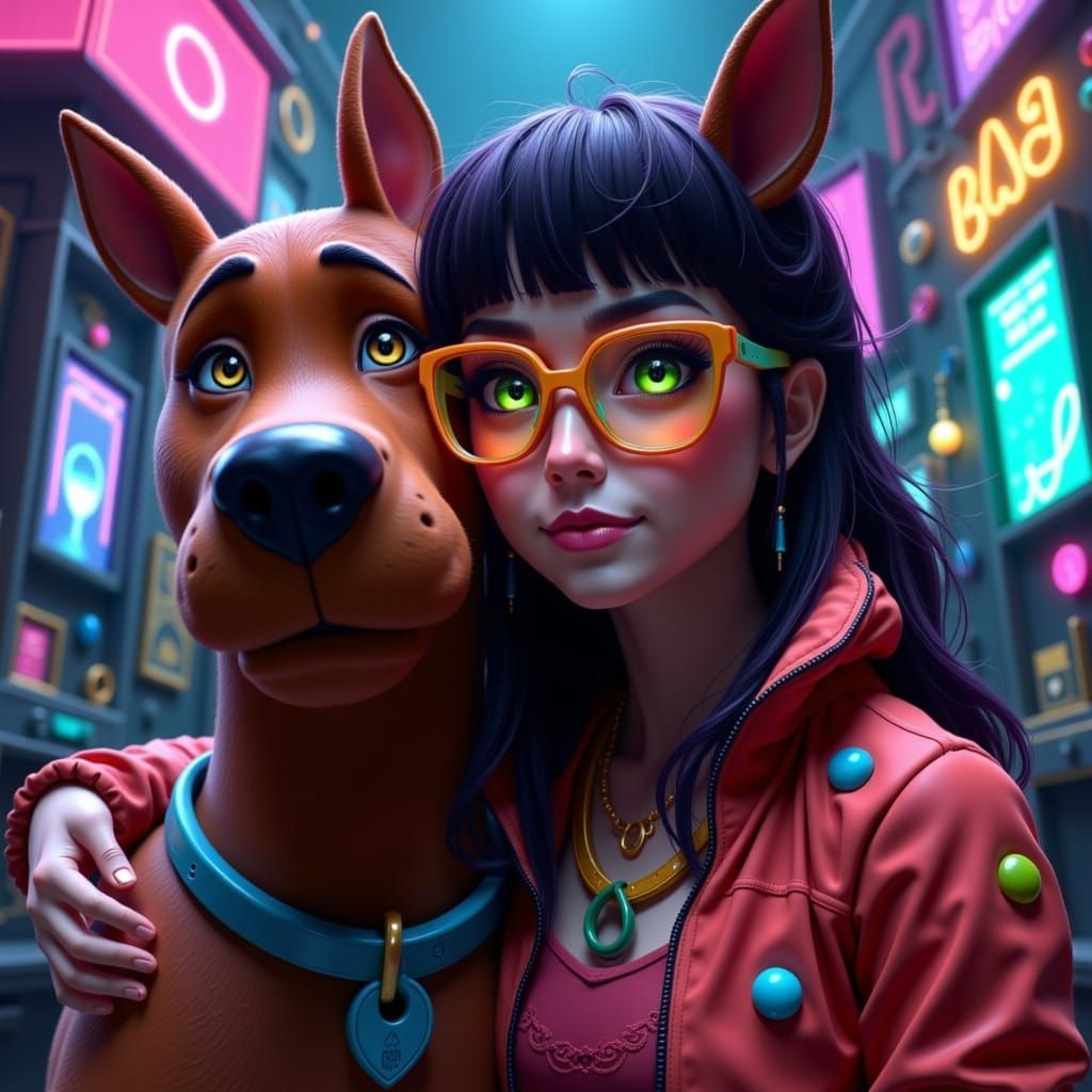 Thelma and Scooby-Doo Portrait in Fantasy Style