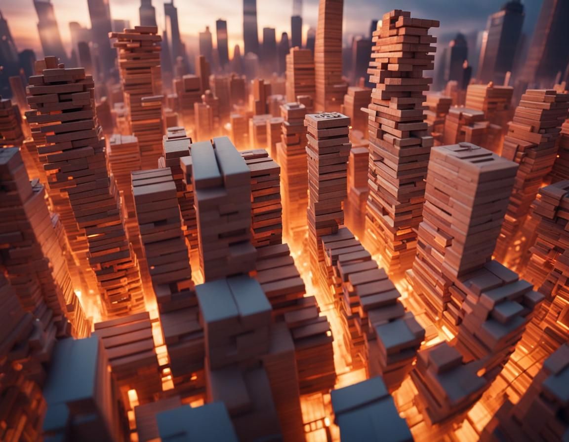 Jenga Block Skyscrapers at Magic Hour
