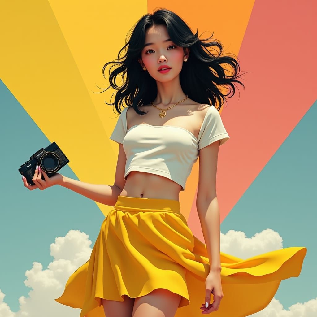 Elegant Woman with Camera, Fantasy Concept Art