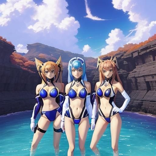 Xenosaga Crew Swimsuit Fan Art in Anime Style
