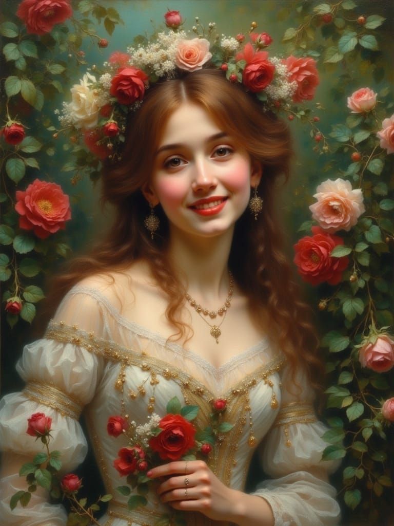 Elegant Victorian Rose Garden Portrait