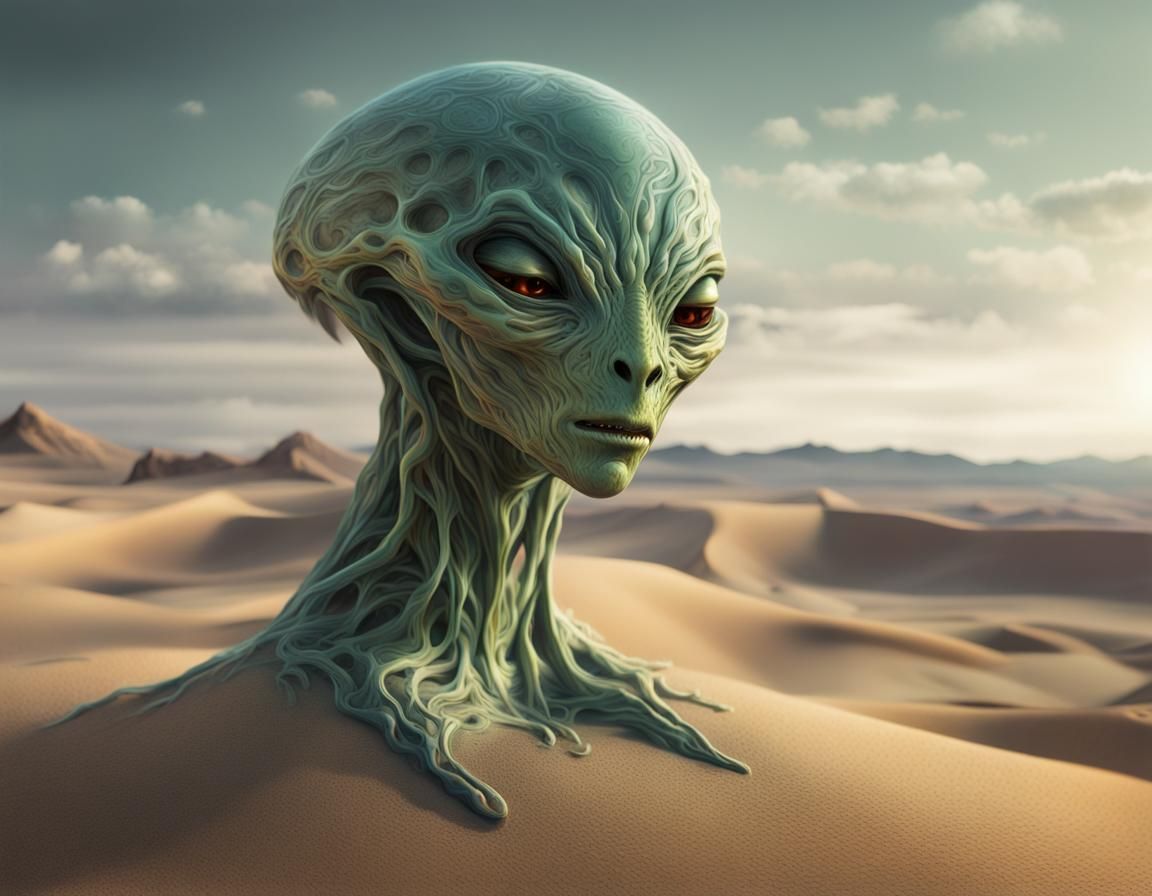 Surreal Alien Web Creature in the Desert