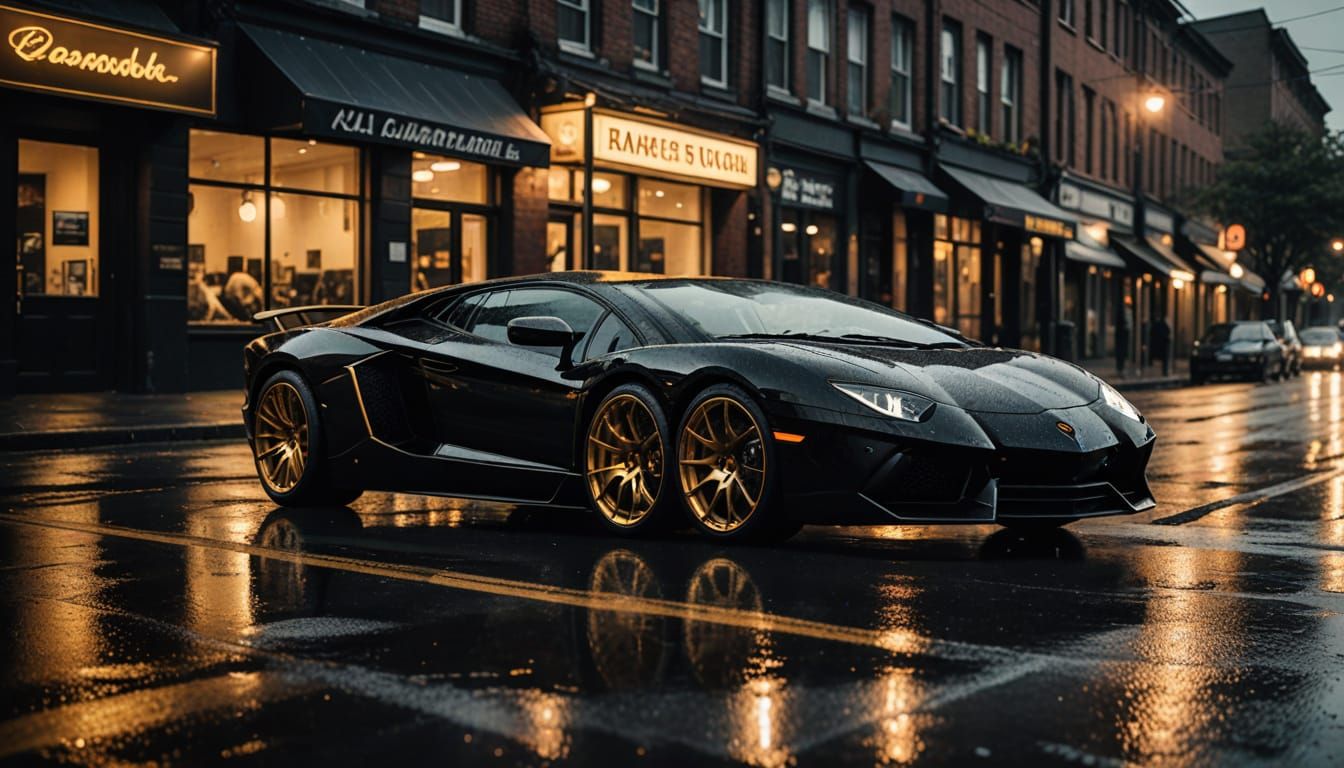Luxury Automotive Photography: Shining Black Lamborghini Ave...