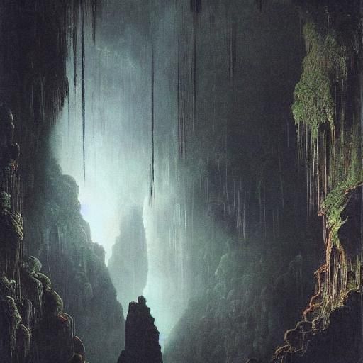 Lush Ecosystem Inside a Deep Cave System