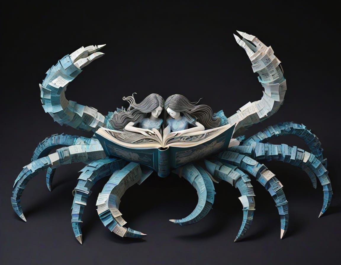 Surreal Woman Reading in Dream World Collage