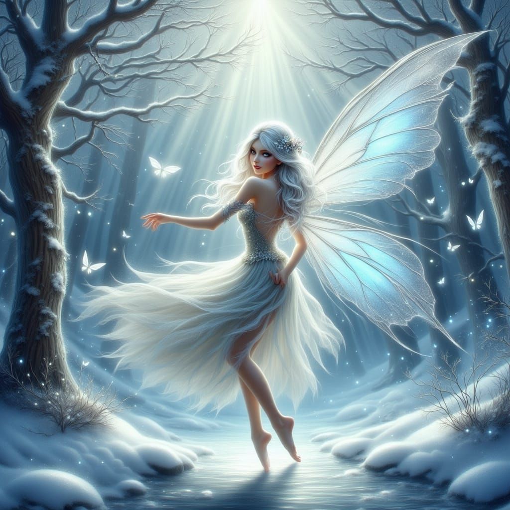 Winter Fairy in Arthur Rackham Style